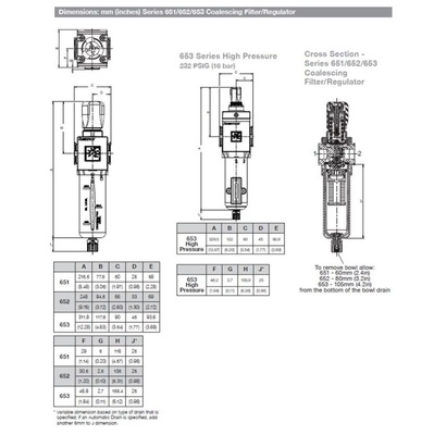 8651ACNP2R102GN NUMATICS/AVENTICS COALESCING FILTER/REGULATOR<BR>651 SERIES 1/4" NPT, 0.01MIC, PF, 7-125PSI, PB W/BG, SEMI AD, PN, ROUND PSI GAUGE